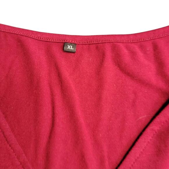 Soft Tiered Burgundy Sleeveless Button Down Dress with Pockets on Sale 5 for $25 - Picture 6 of 7